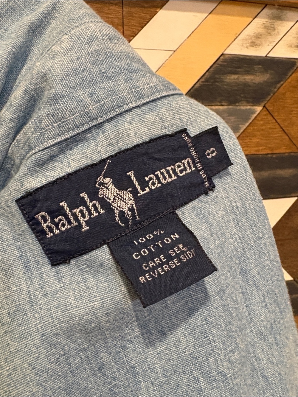 Vintage Ralph Lauren Western 80s Light Blue Denim Silver Snap Top size 8 *As-Is* - Picture 4 of 14